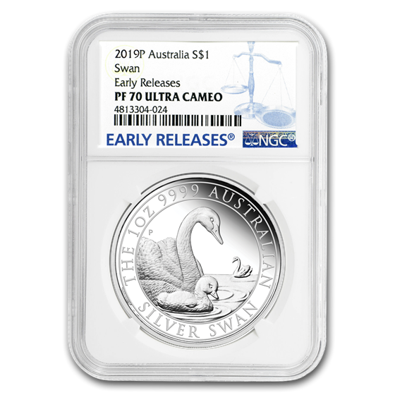 2019 Australia 1 oz Silver Swan PF-70 NGC (ER) 2019 Australia 1 oz Silver Swan PF-70 NGC (ER)